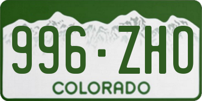 CO license plate 996ZHO