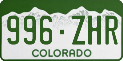 CO license plate 996ZHR