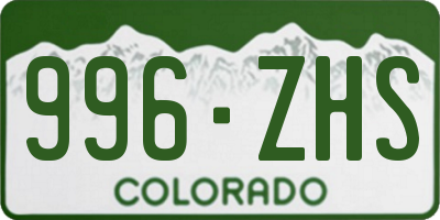 CO license plate 996ZHS