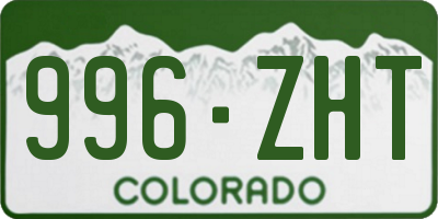 CO license plate 996ZHT