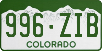 CO license plate 996ZIB