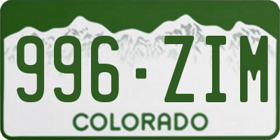 CO license plate 996ZIM