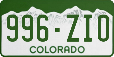CO license plate 996ZIO