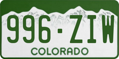 CO license plate 996ZIW
