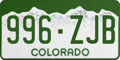 CO license plate 996ZJB