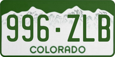 CO license plate 996ZLB