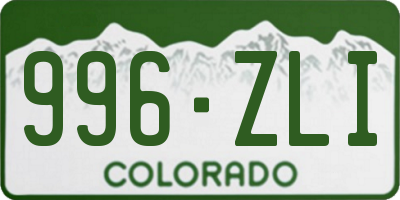 CO license plate 996ZLI