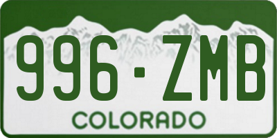 CO license plate 996ZMB