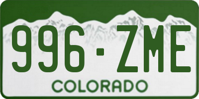 CO license plate 996ZME