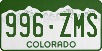 CO license plate 996ZMS
