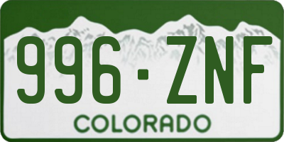 CO license plate 996ZNF