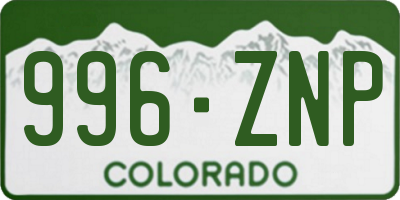 CO license plate 996ZNP