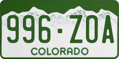 CO license plate 996ZOA