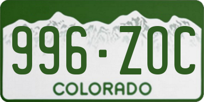 CO license plate 996ZOC