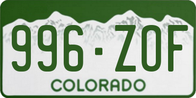 CO license plate 996ZOF