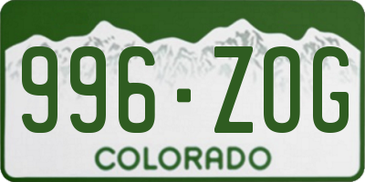 CO license plate 996ZOG