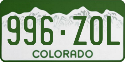 CO license plate 996ZOL