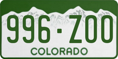CO license plate 996ZOO