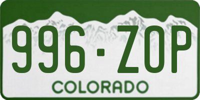 CO license plate 996ZOP