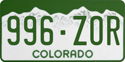 CO license plate 996ZOR