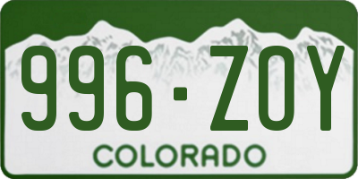 CO license plate 996ZOY