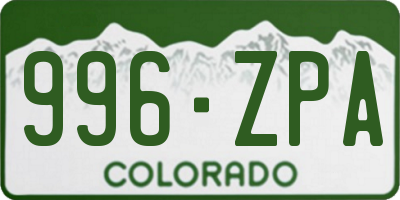 CO license plate 996ZPA