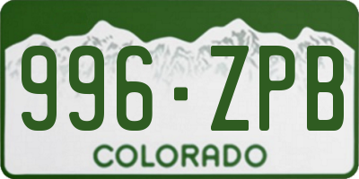 CO license plate 996ZPB