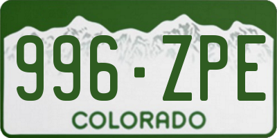 CO license plate 996ZPE