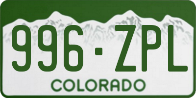 CO license plate 996ZPL