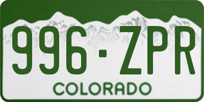 CO license plate 996ZPR