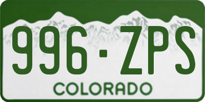 CO license plate 996ZPS