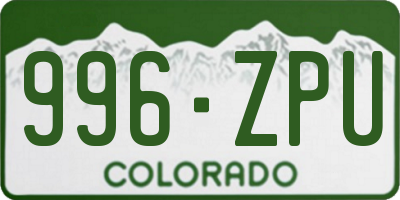 CO license plate 996ZPU