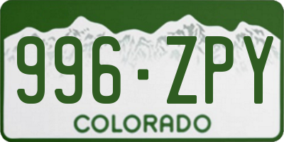 CO license plate 996ZPY