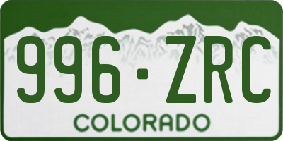 CO license plate 996ZRC