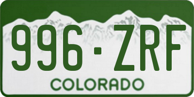 CO license plate 996ZRF