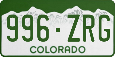 CO license plate 996ZRG