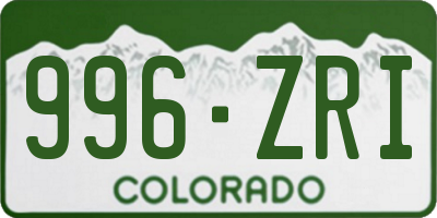 CO license plate 996ZRI