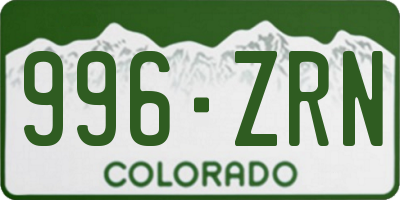 CO license plate 996ZRN