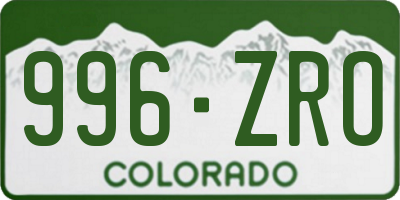 CO license plate 996ZRO