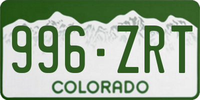 CO license plate 996ZRT