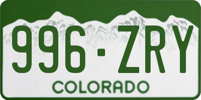 CO license plate 996ZRY