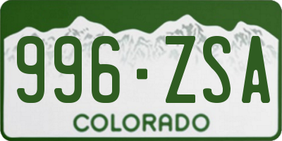 CO license plate 996ZSA