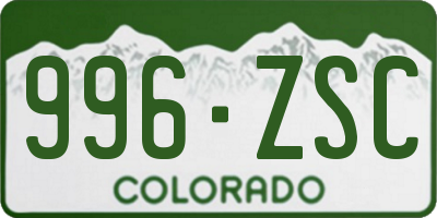 CO license plate 996ZSC