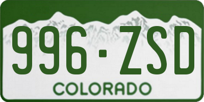 CO license plate 996ZSD