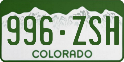 CO license plate 996ZSH