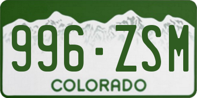 CO license plate 996ZSM