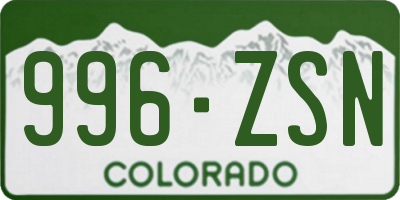CO license plate 996ZSN