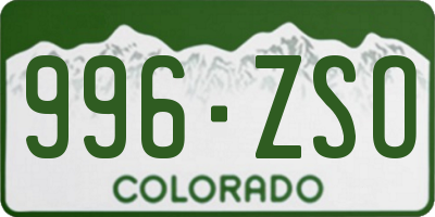 CO license plate 996ZSO