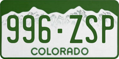 CO license plate 996ZSP