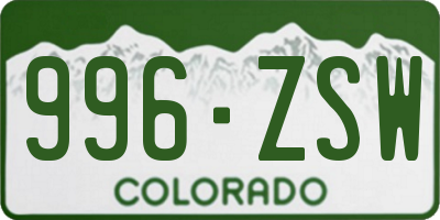 CO license plate 996ZSW
